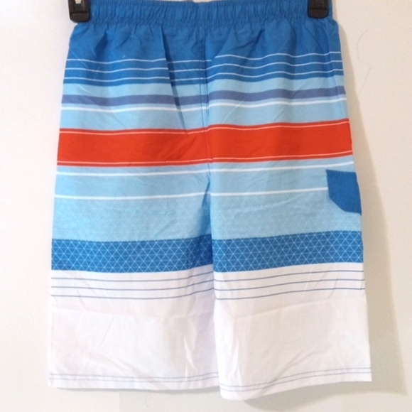SLOOSH BOYS BLUE WHITE STRIPE MESH LINED SWIM TRUNKS SURF SHORTS SIZE 14-16 NWOT - Picture 5 of 7